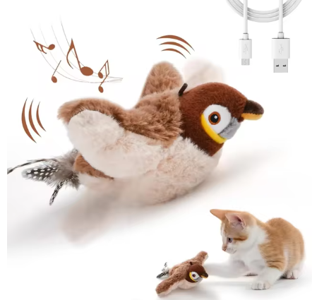 USB Rechargeable Interactive Flapping Bird Cat Toy